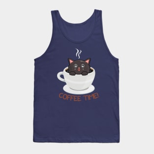 Black Coffee Cat Time Tank Top